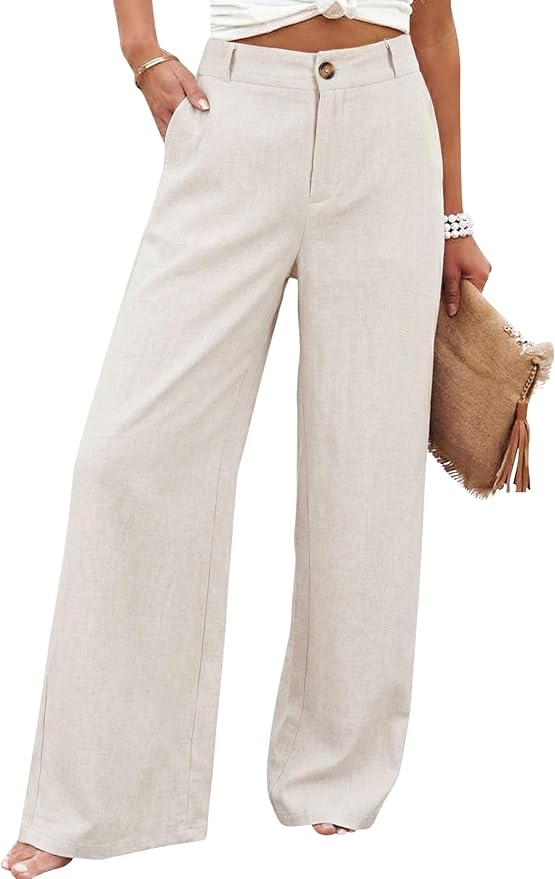 Linen wide-leg trousers
