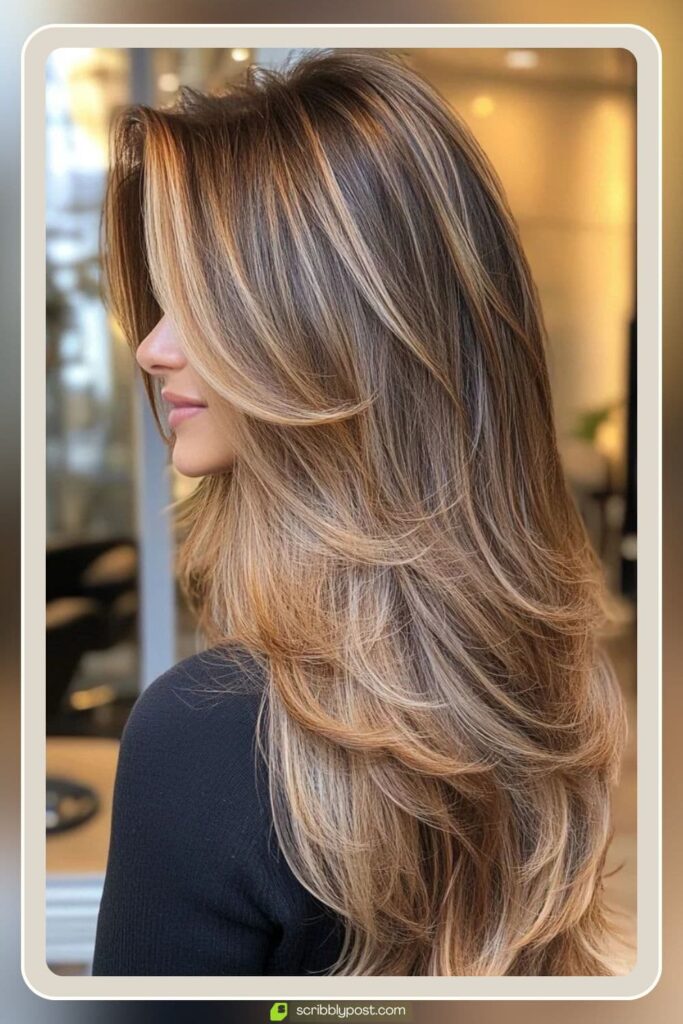 Long Layers with Curtain Bangs Straight Hair