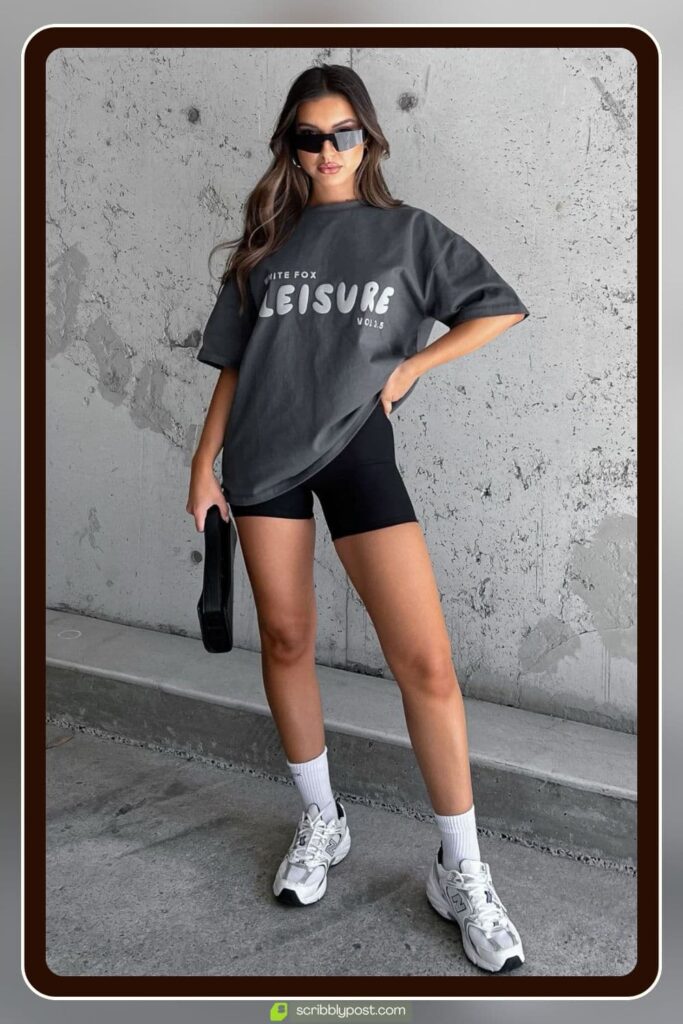 Micro Shorts + Oversized Graphic Tee + Chunky Sneakers