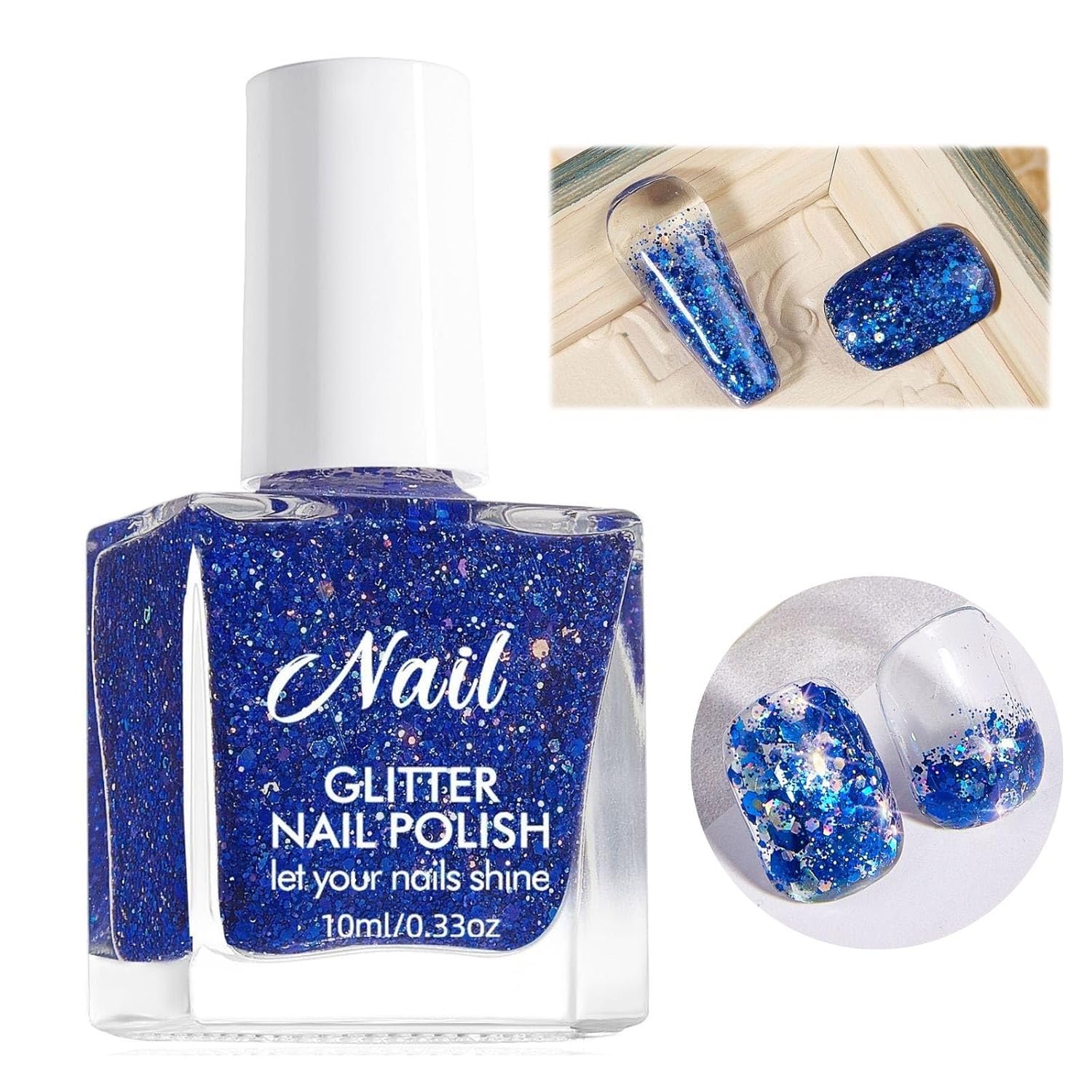 Navy Glitter Nail Polish Chunky