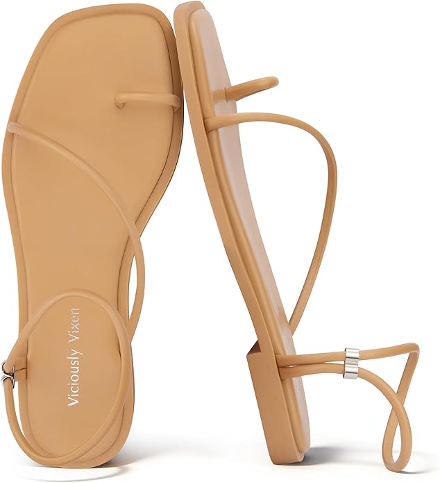 Nude Strappy Flat Sandals