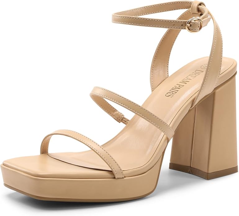 Nude Platform Ankle Strap Sandals