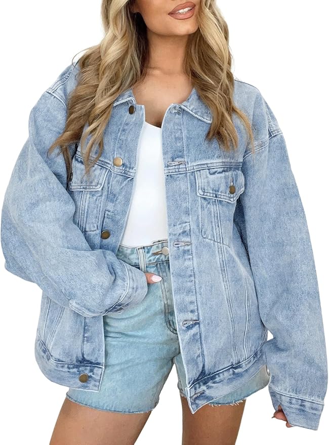 Oversized Light Wash Denim Jacket