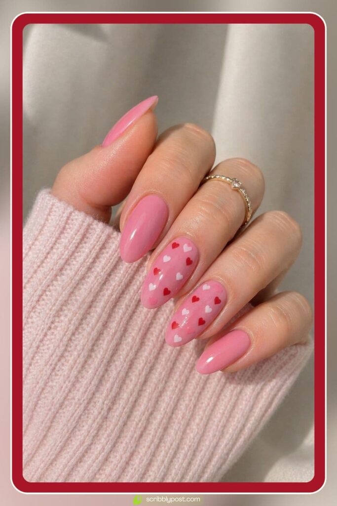 Pink Coquette Nails with Hearts