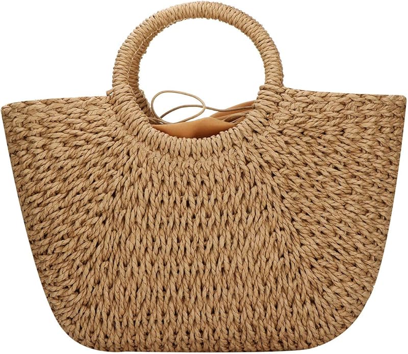 Round Woven Straw Bag Women