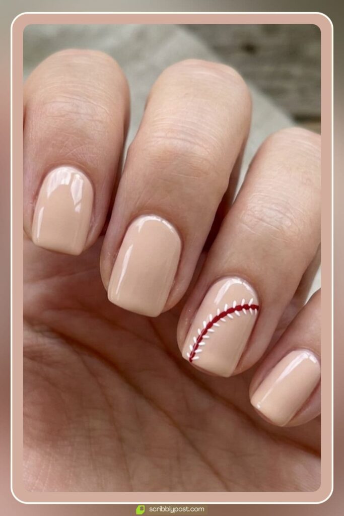 Simple Baseball Nails for Beginners