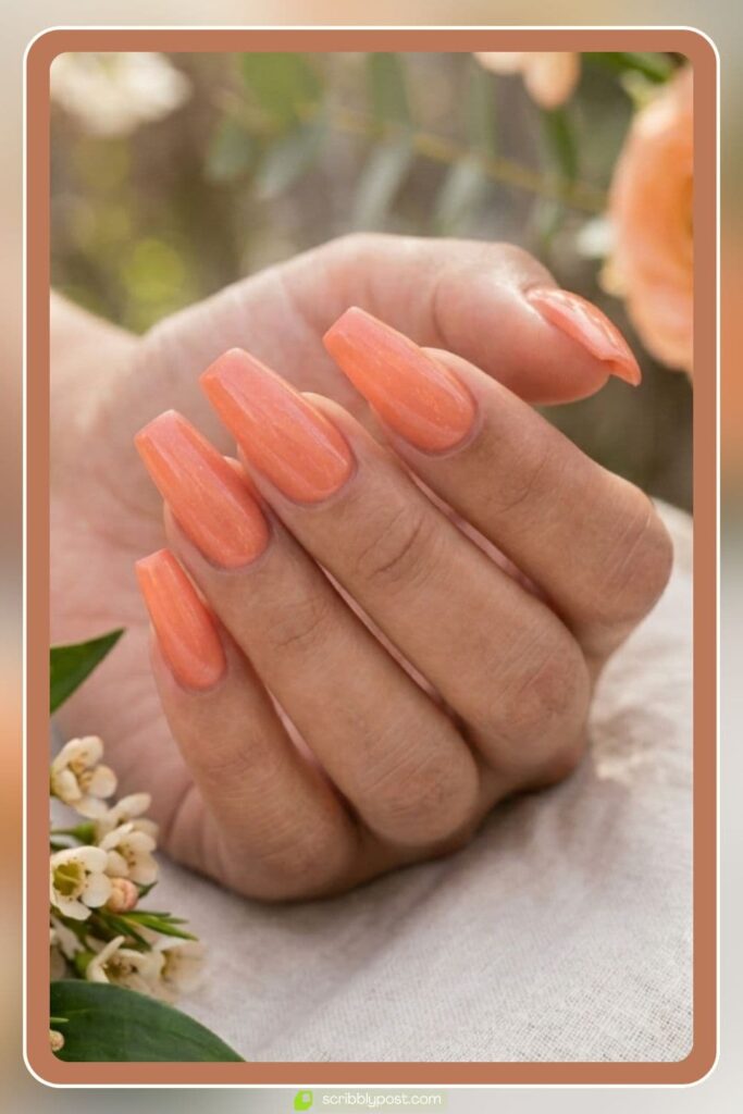 Simple Spring Acrylic Nails in Peach