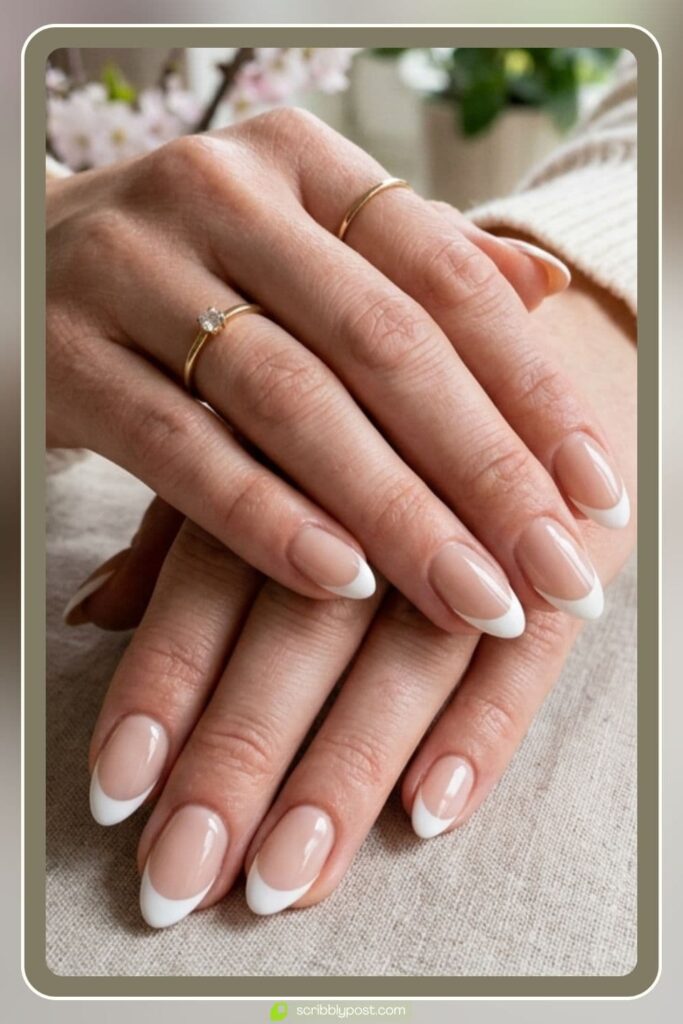 Spring Acrylic Nails Short with French Tips