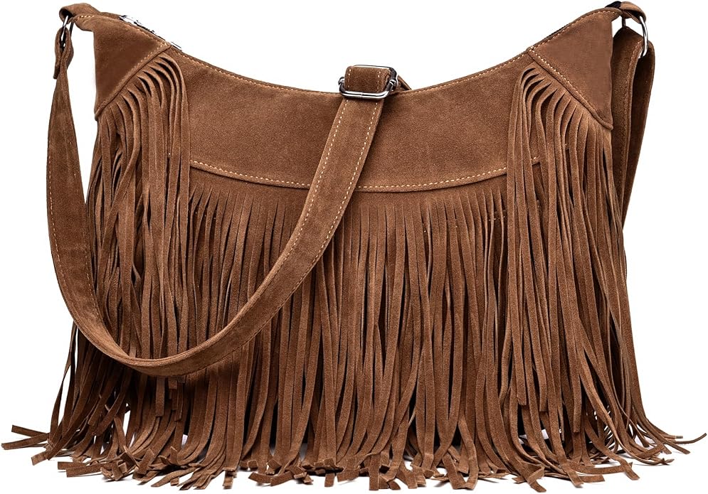 Suede Fringe Shoulder Bag