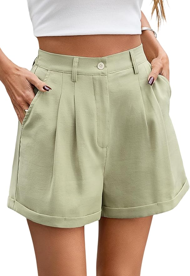 Tailored High Waist Linen Shorts