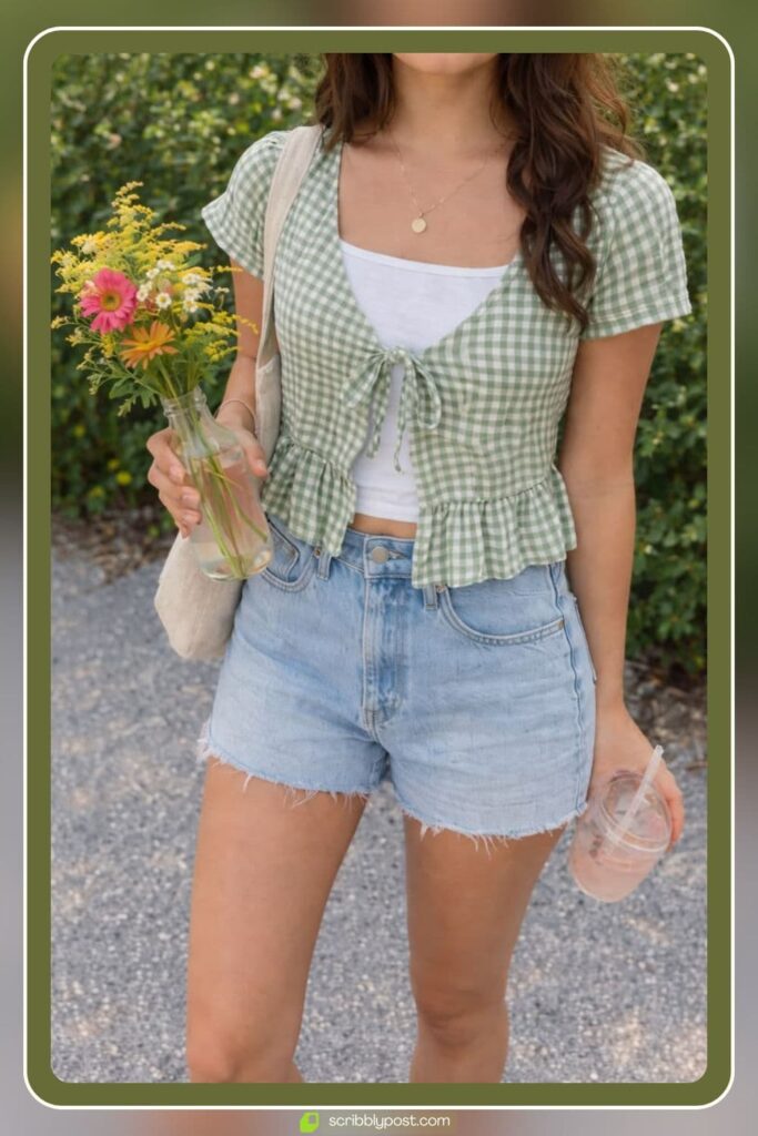 Tie-Front Top and High-Waisted Shorts