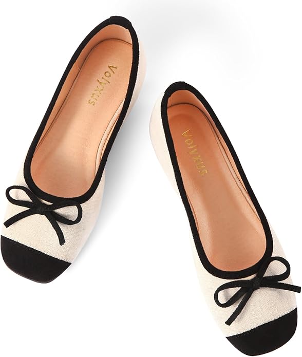 Two Tone Cap Toe Ballet Flats