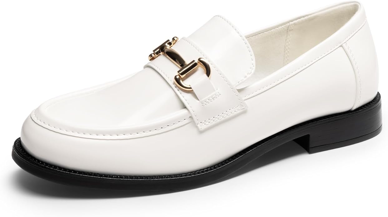 White Horsebit Loafers