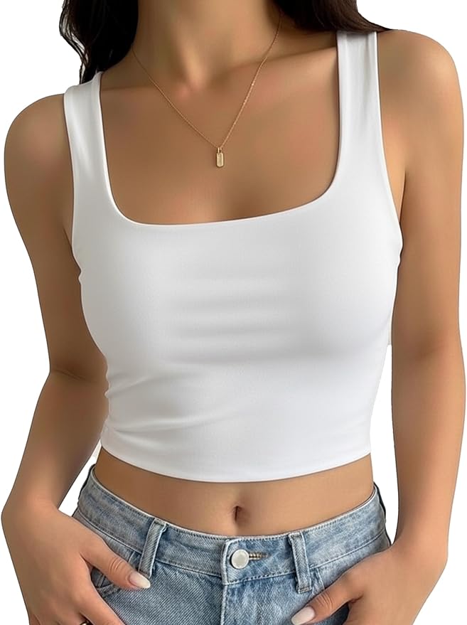 White Square Neck Crop Top