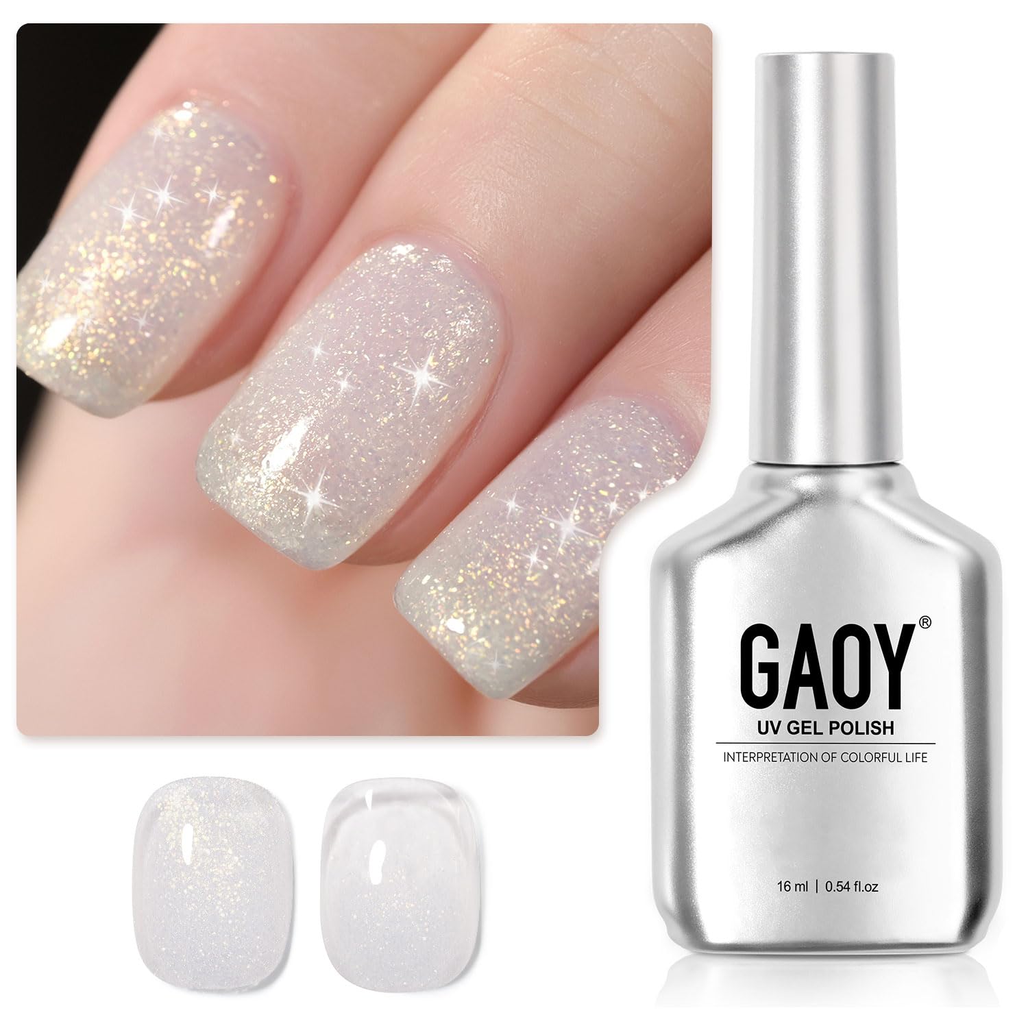 White Glitter Gel Nail Polish