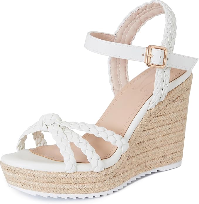 White Wedge Espadrille Sandals 