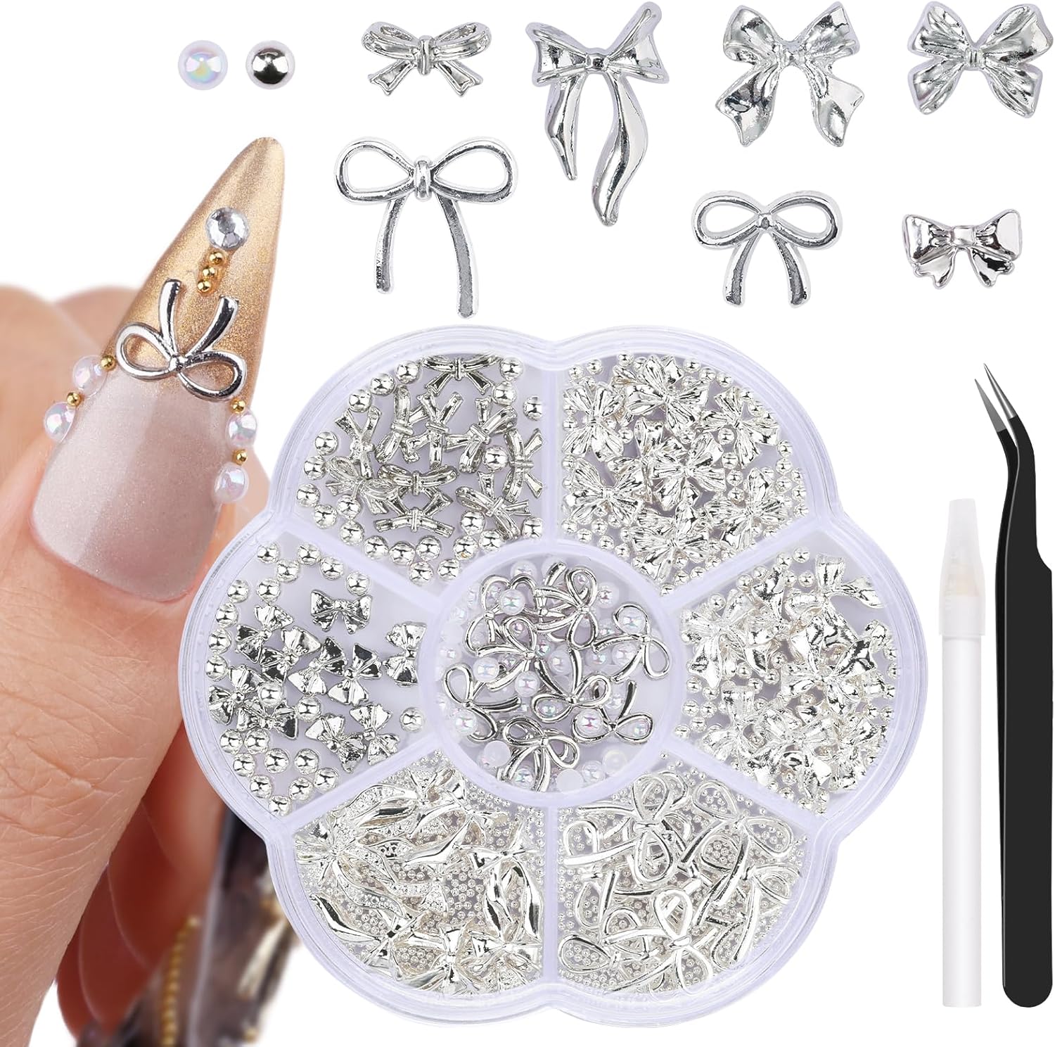 3D Bow Charm Silver Small