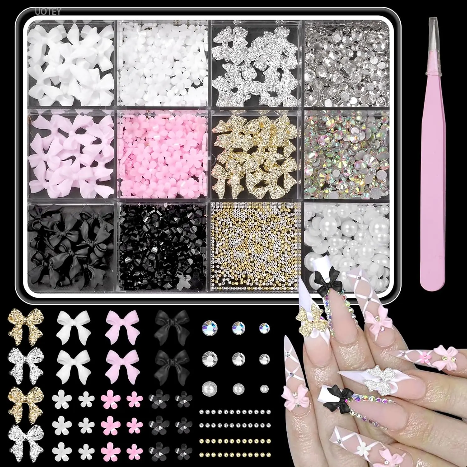3d Bow Nail Charms