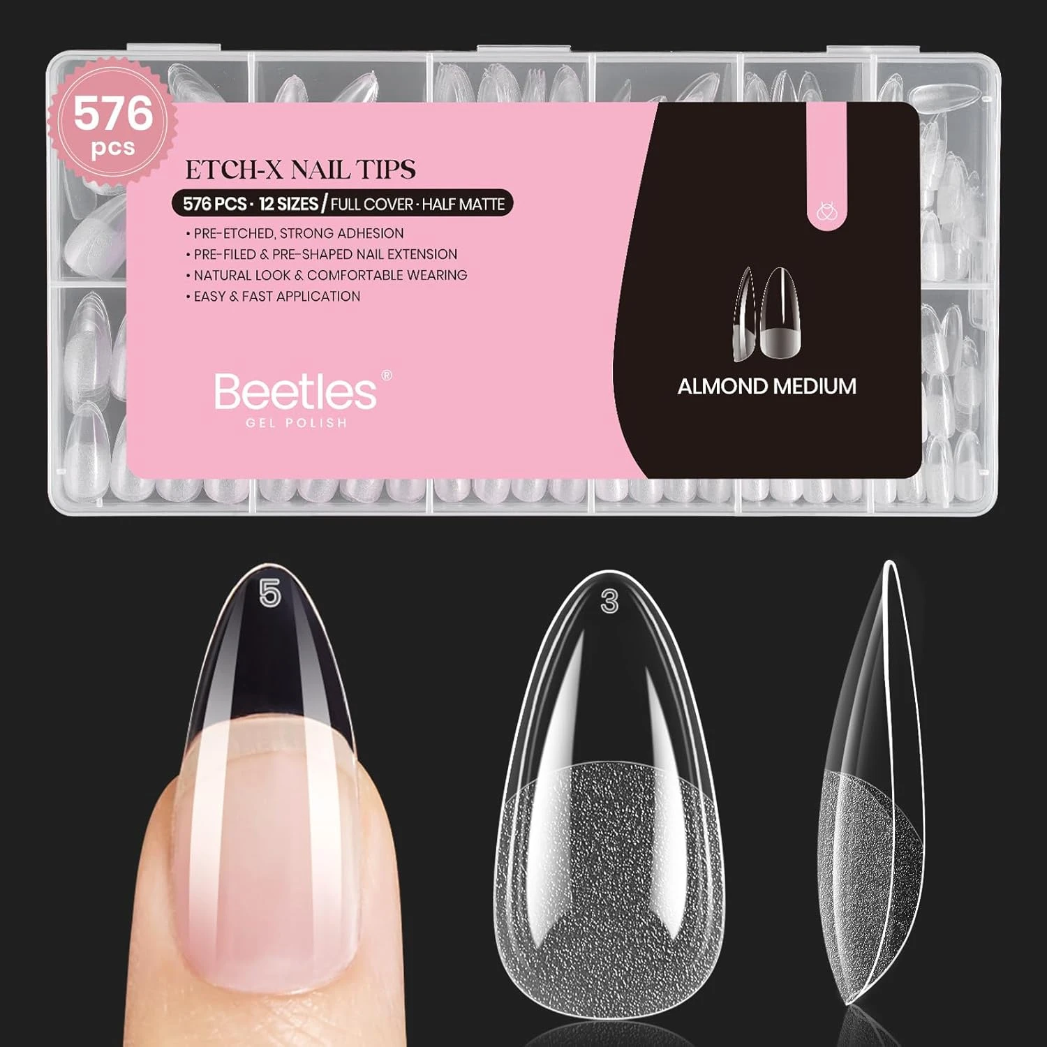 Almond Nail Extension Tips Clear