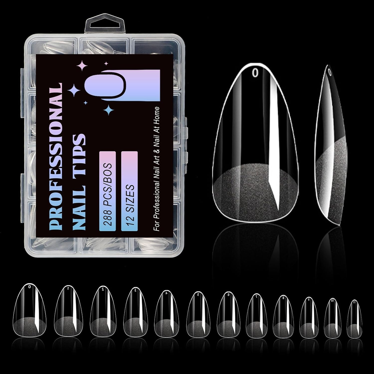 Almond nail tip set clear