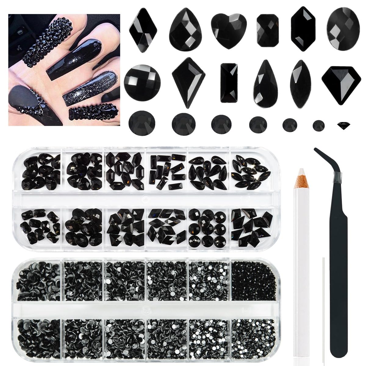 Black Rhinestone Nail Gems
