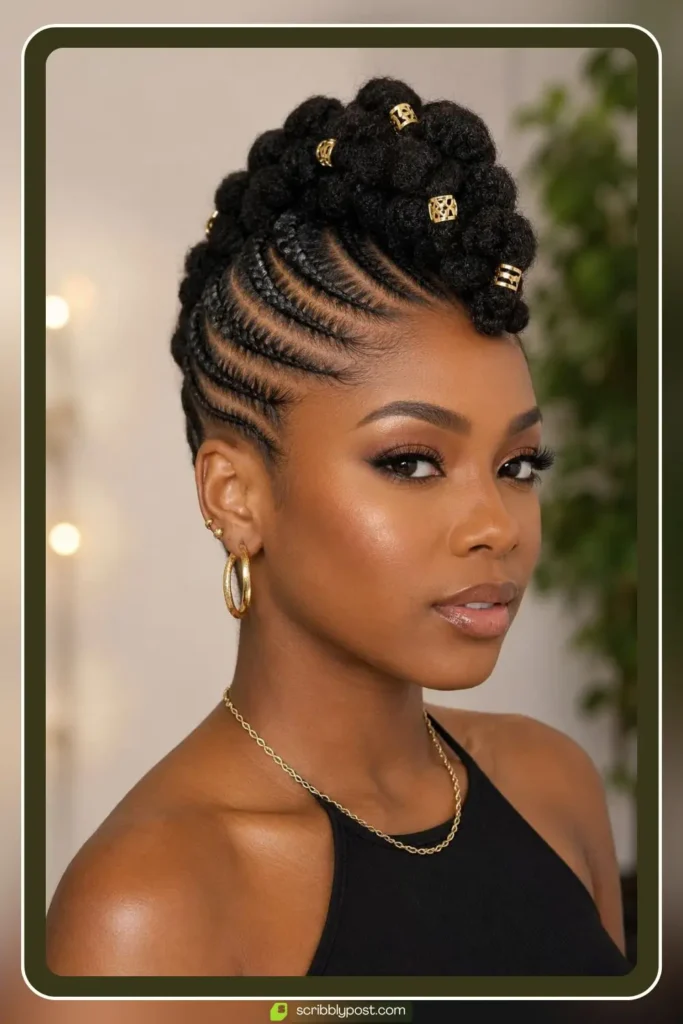 Braided Mohawk Updo for Natural Hair
