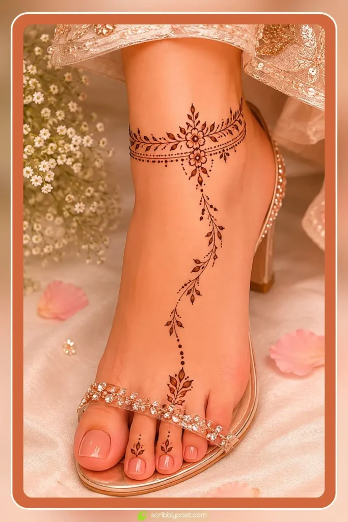 Bridal Feet Henna — Minimal Ankle Cuff