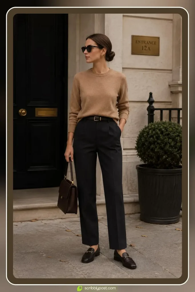 Cashmere Crewneck and Tailored Trousers