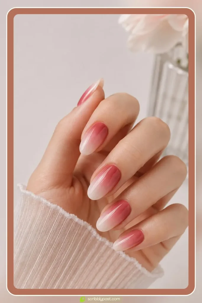 Cherry Milk Gradient Nails