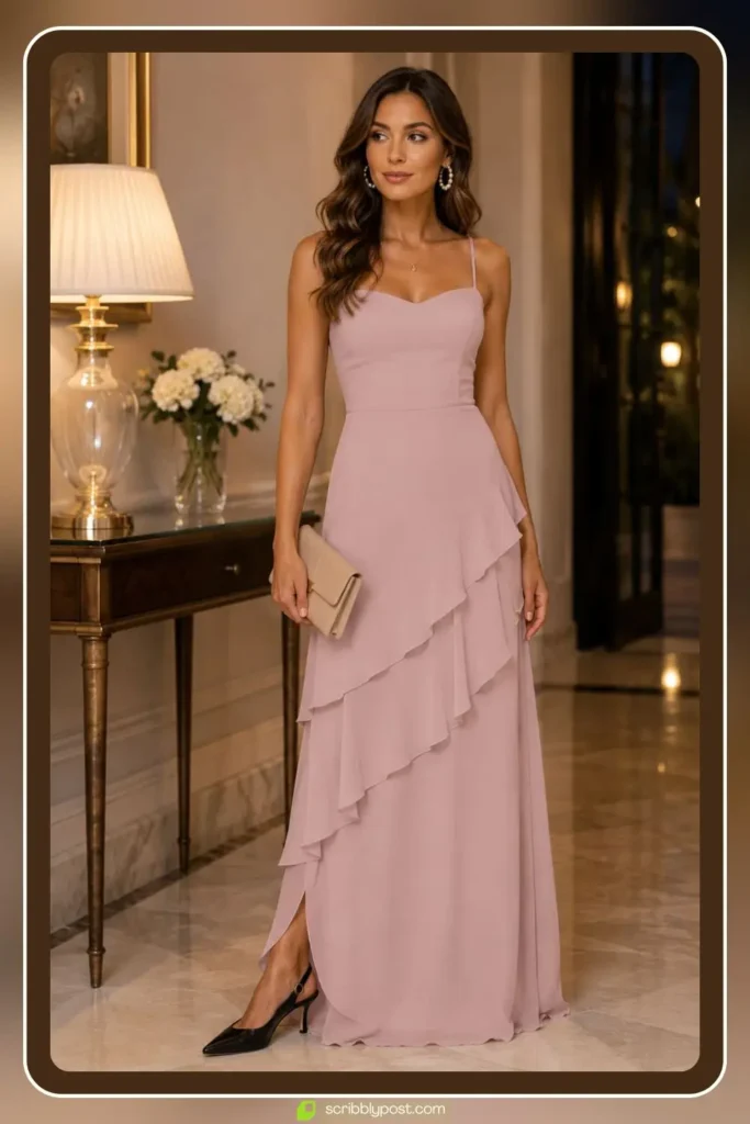 Chiffon Ruffle Dress for a Romantic Themed Shower