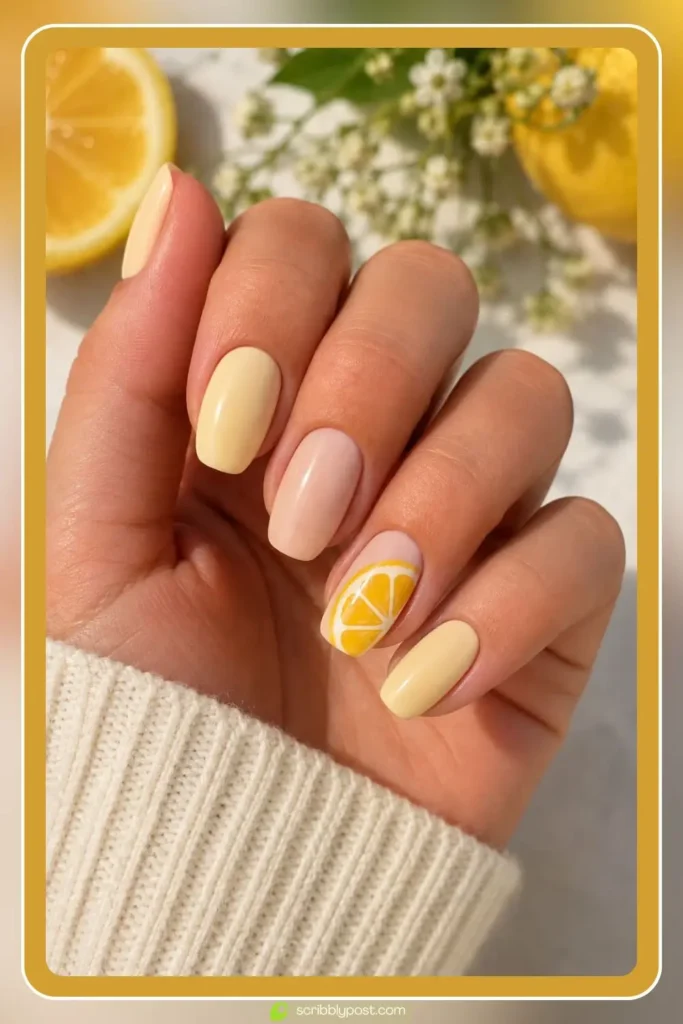 Citrus Slice Accent Nails