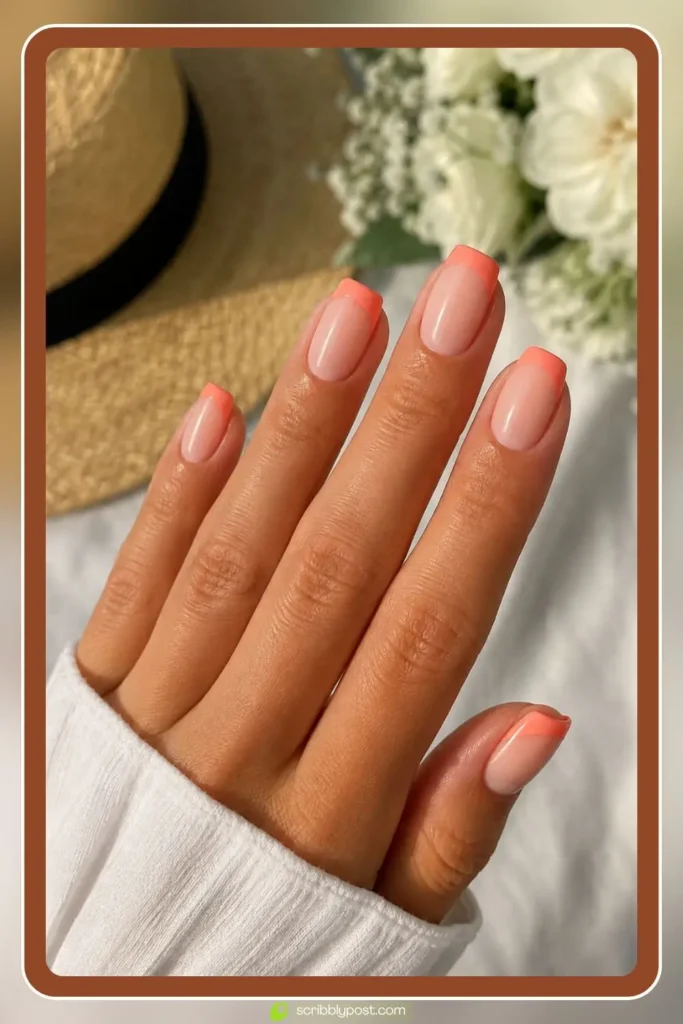 Coral French Tips