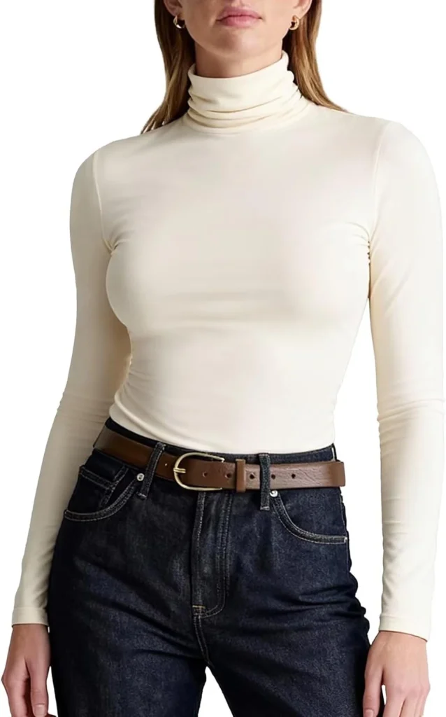 Cream Turtleneck Top