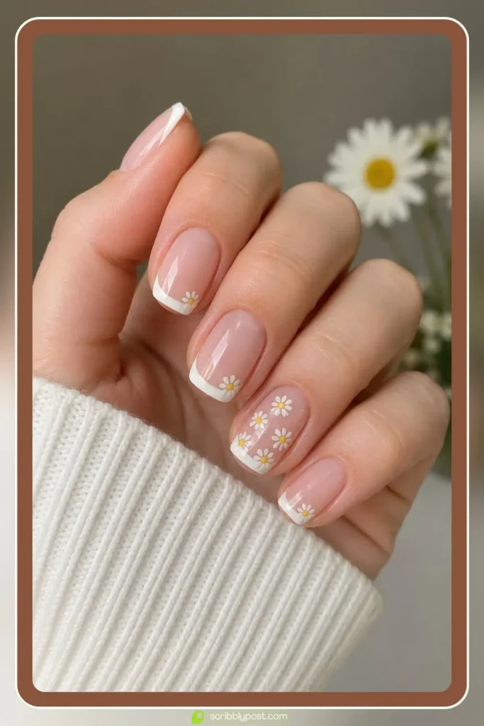 Cute Daisy French Tips