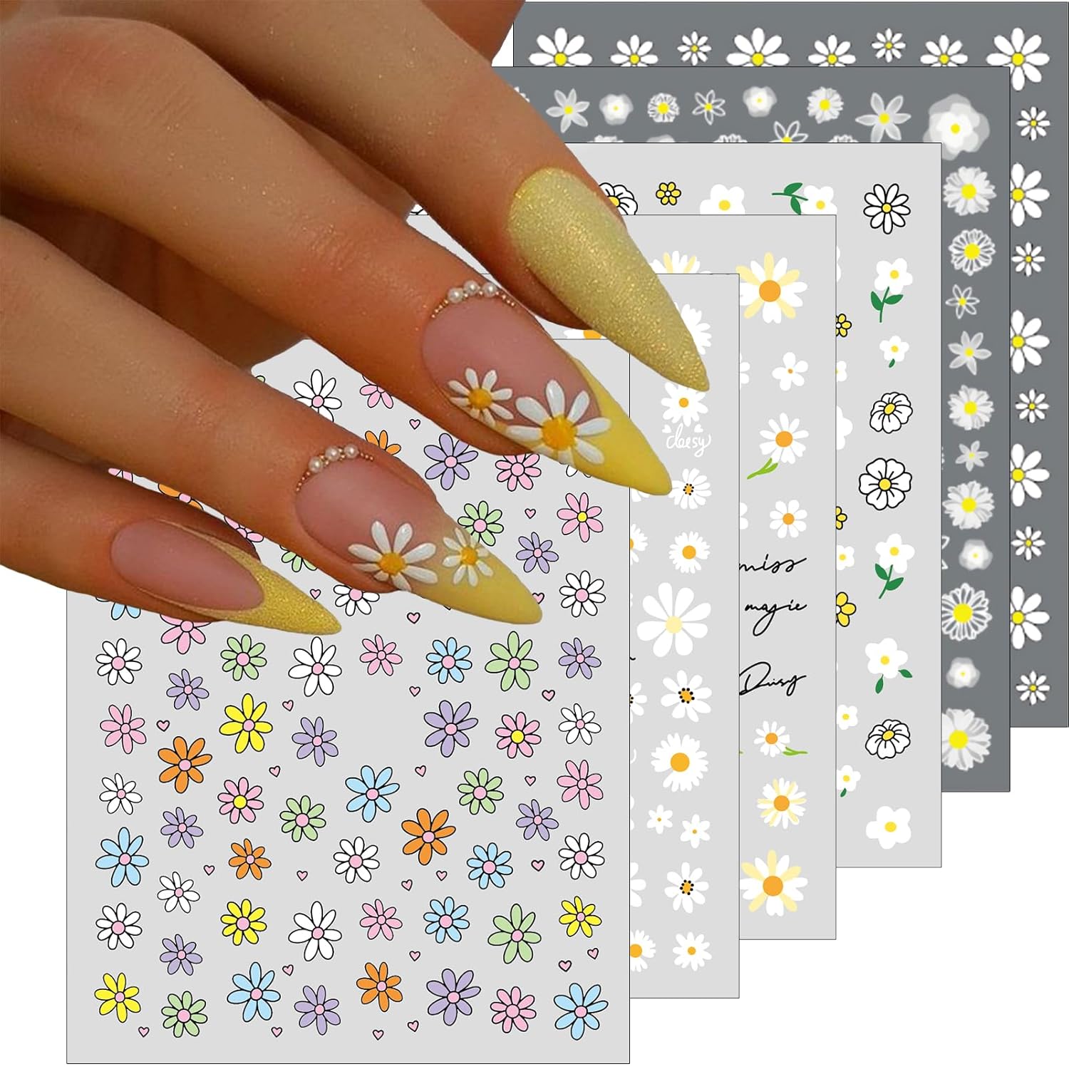 Daisy nail art sticker sheet