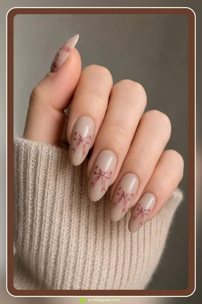 Dusty Pink and Beige Bow Set