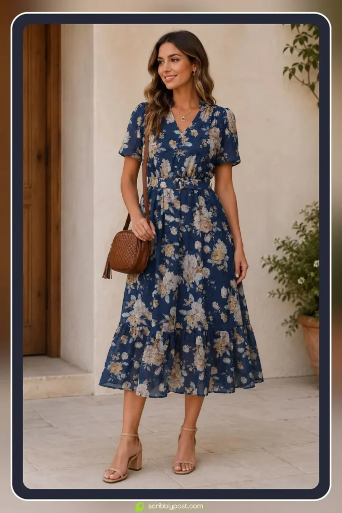 Floral Midi Dress for a Garden Party Shower