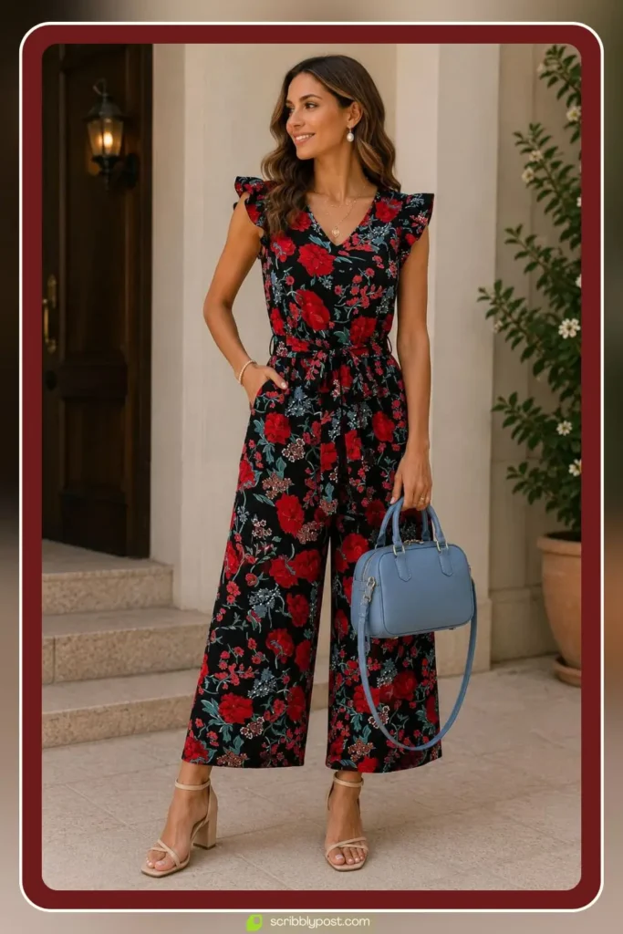 Floral Print Jumpsuit for a Modern Chic Shower