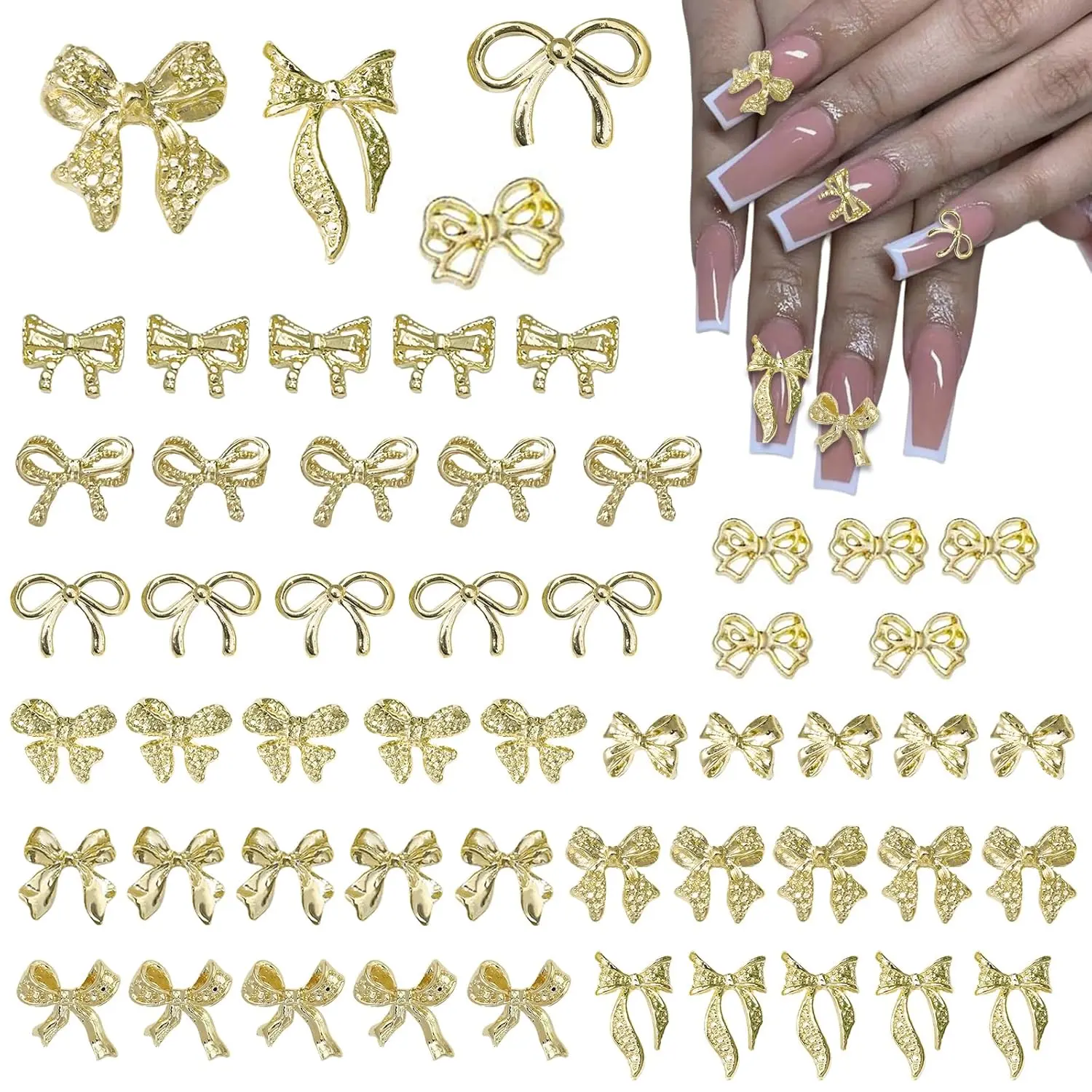 Gold Bow Nail Charms