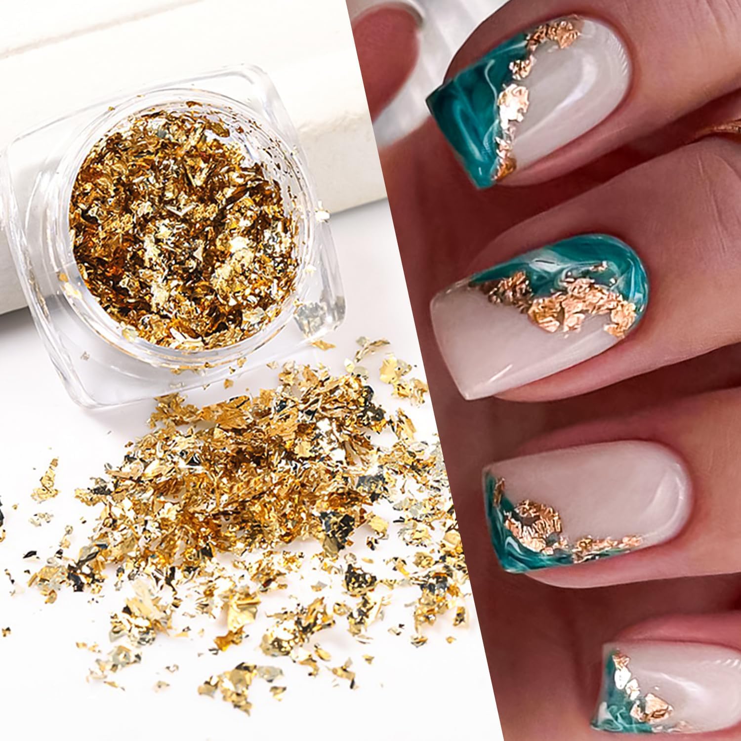 Gold foil nail flakes