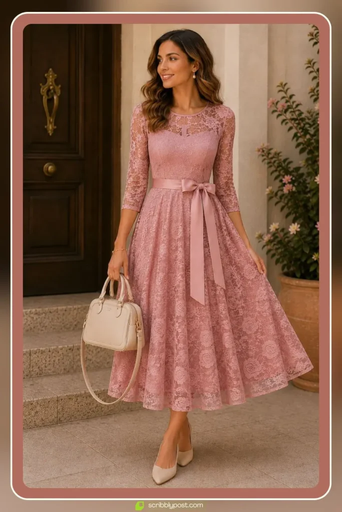 Lace Midi Dress for a Tea Party Shower