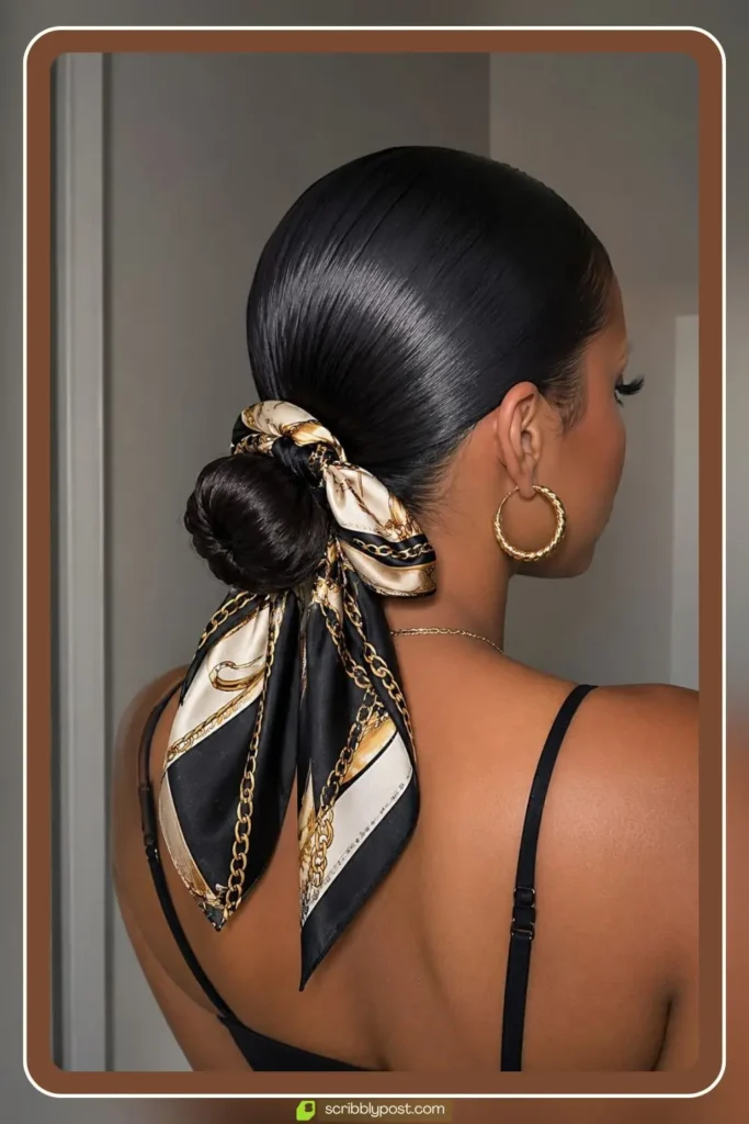 Low Bun with Silk Bandana