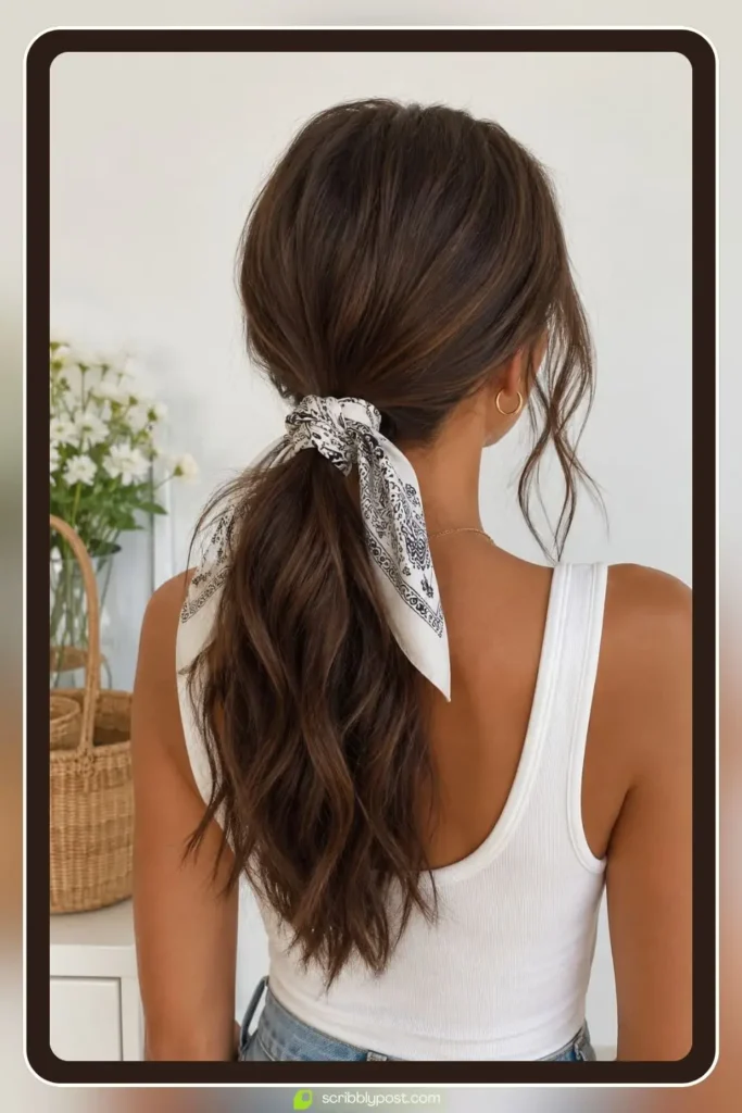 Low Ponytail with Bandana Wrap