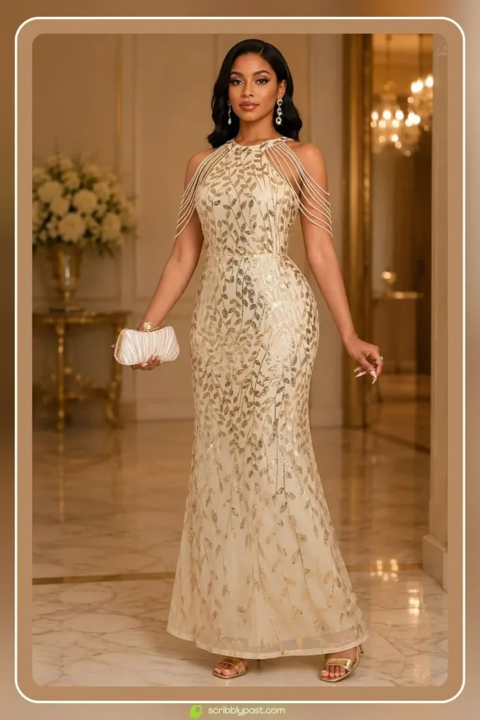 Luxury Party Dress — Sequin Column with Slit