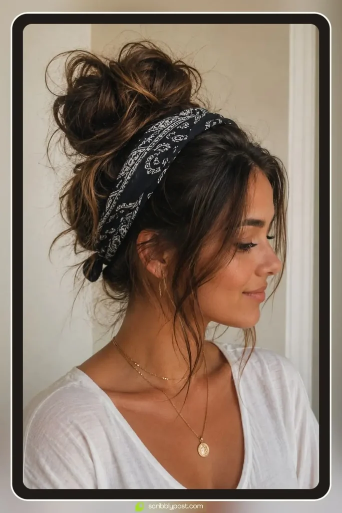 Messy Bun Bandana Hairstyles