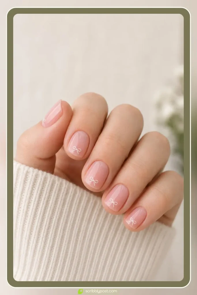 Micro Bow on Short Nails