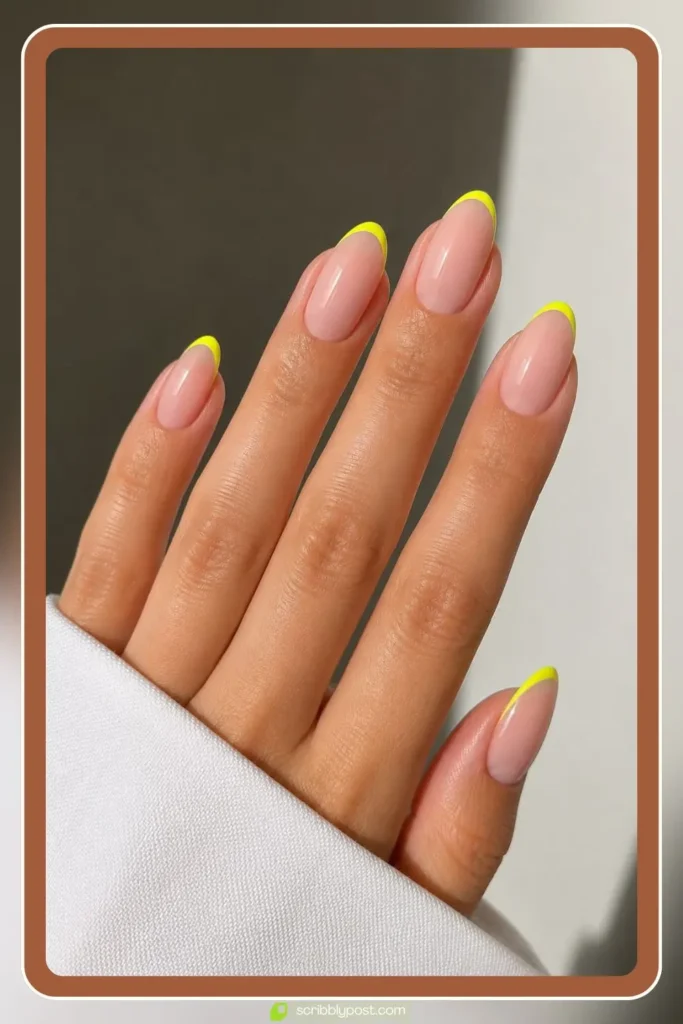 Neon Yellow French Tip Nails
