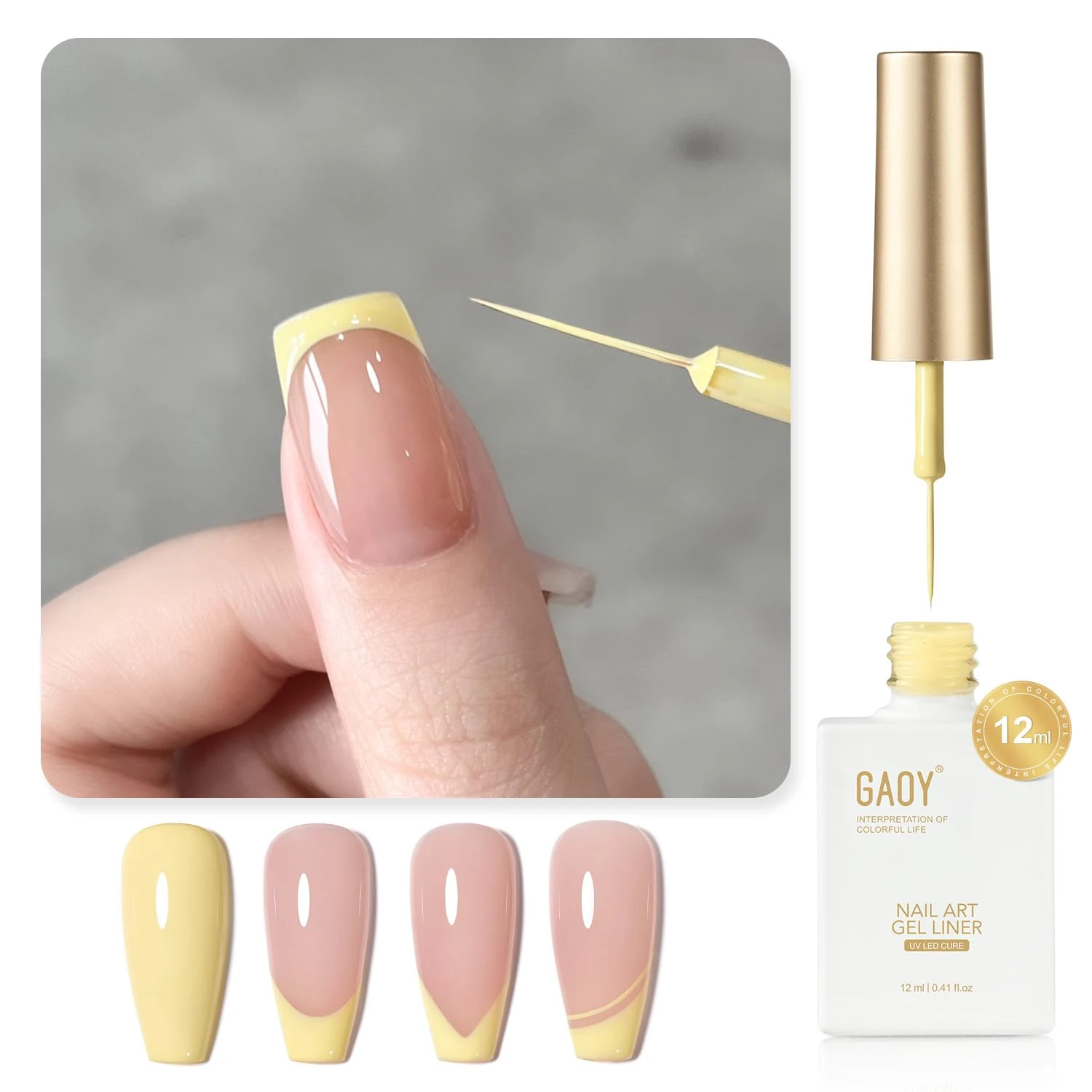 Neon Yellow Nail Polish Fine Tip Brush