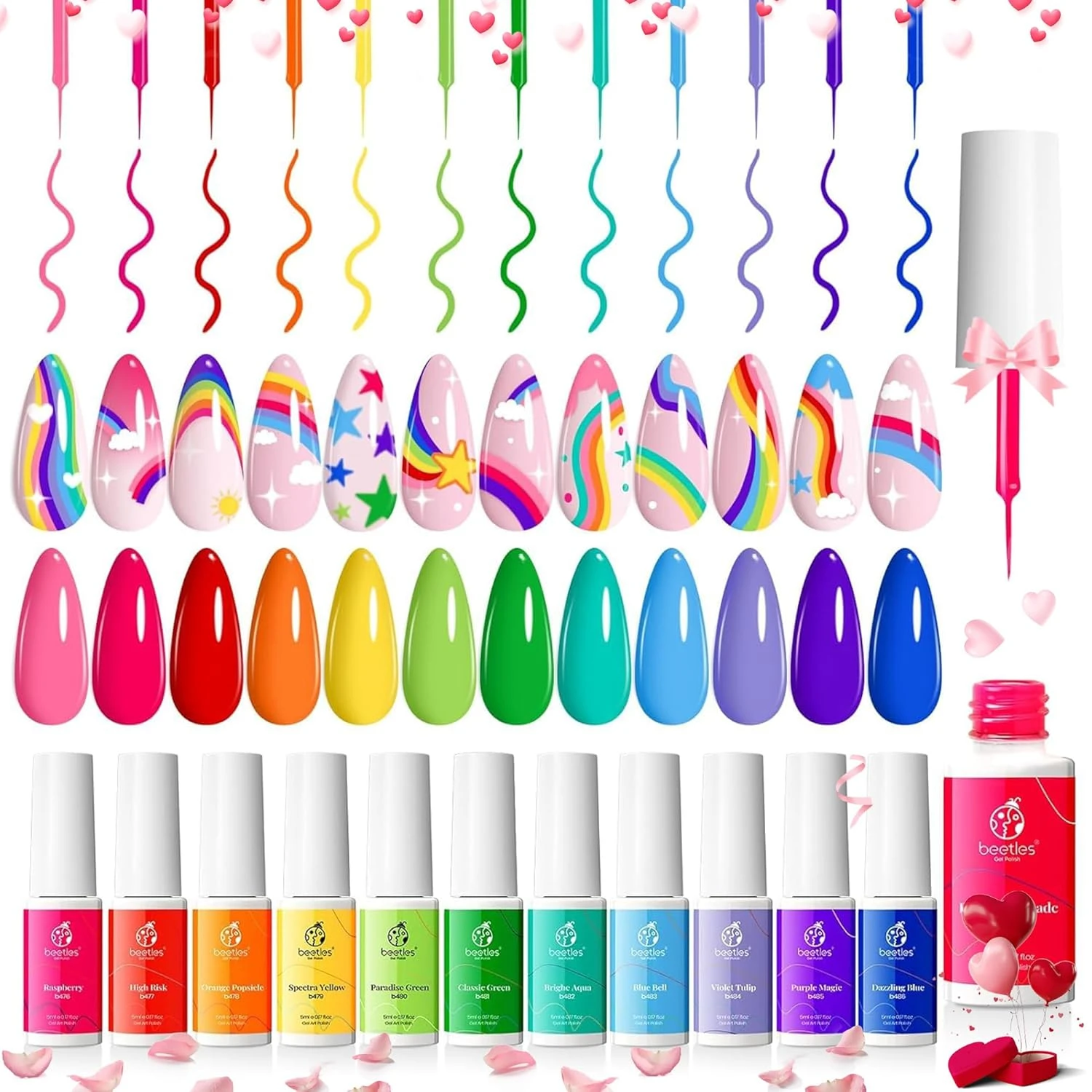 Neon Yellow Nail Polish Thin Tip Brush