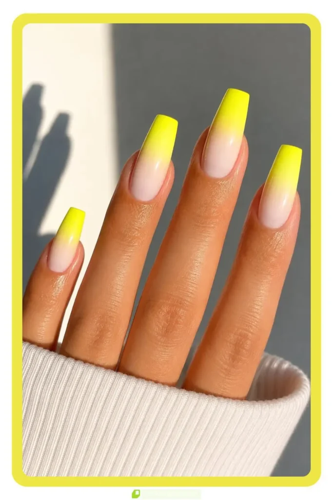 Neon Yellow Ombre Nails